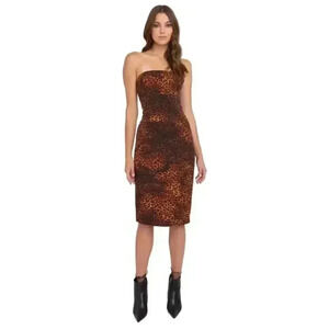 Black Halo Strapless Leopard Jackie O Dress